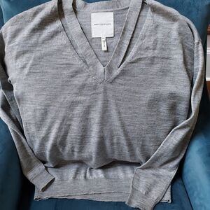 Avec Les Filles Charcoal V-Neck Sweater